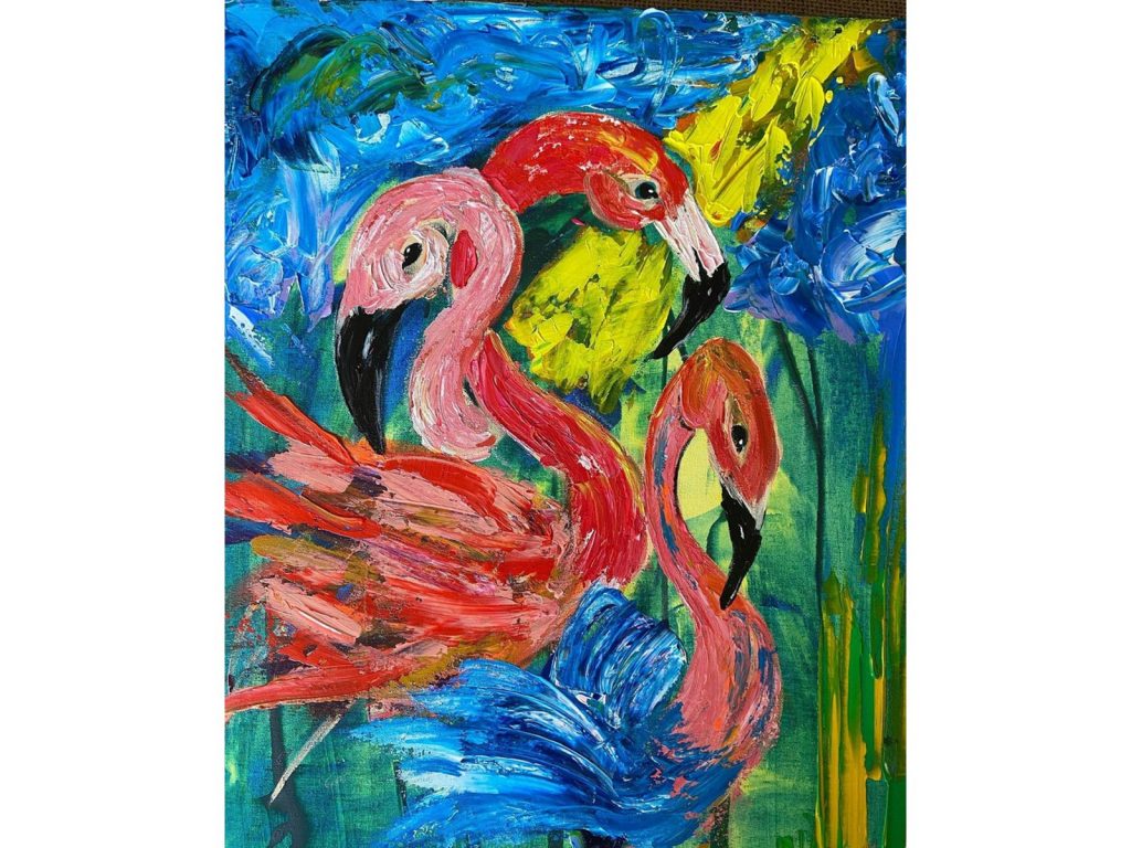 A Painting of Flamingos by Samuel Cowley
